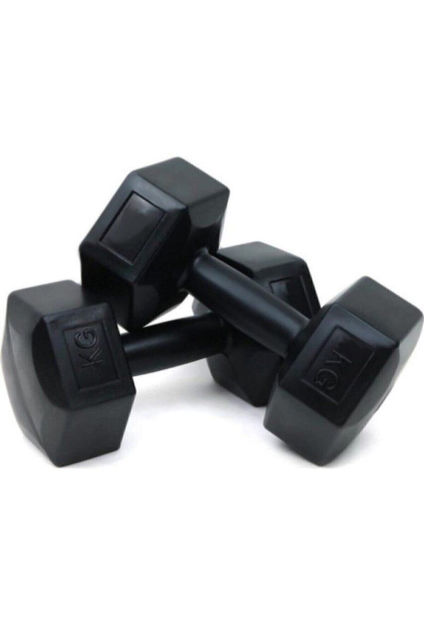 2 Adet 1 Kg Demir Tozlu Köşeli Toplam 2 Kg Siyah Dambıl Seti