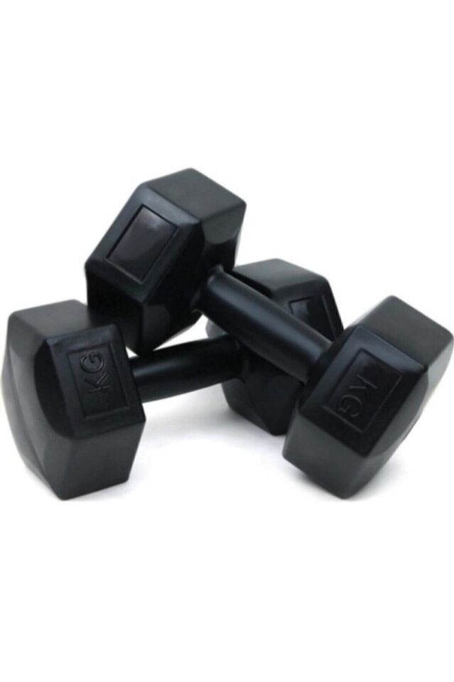 2 Adet 1 Kg Demir Tozlu Köşeli Toplam 2 Kg Siyah Dambıl Seti