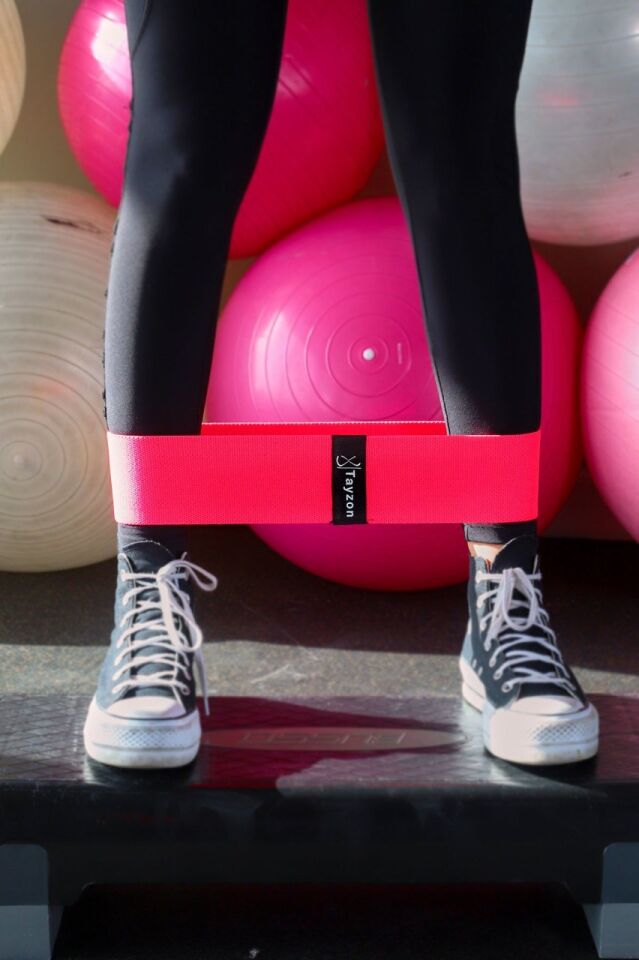 TAYZON Direnç Lastiği Egzersiz Bandı Pembe ( Squat Bant Pilates Fitness Spor Kalça Egzersizleri ) yumuşak