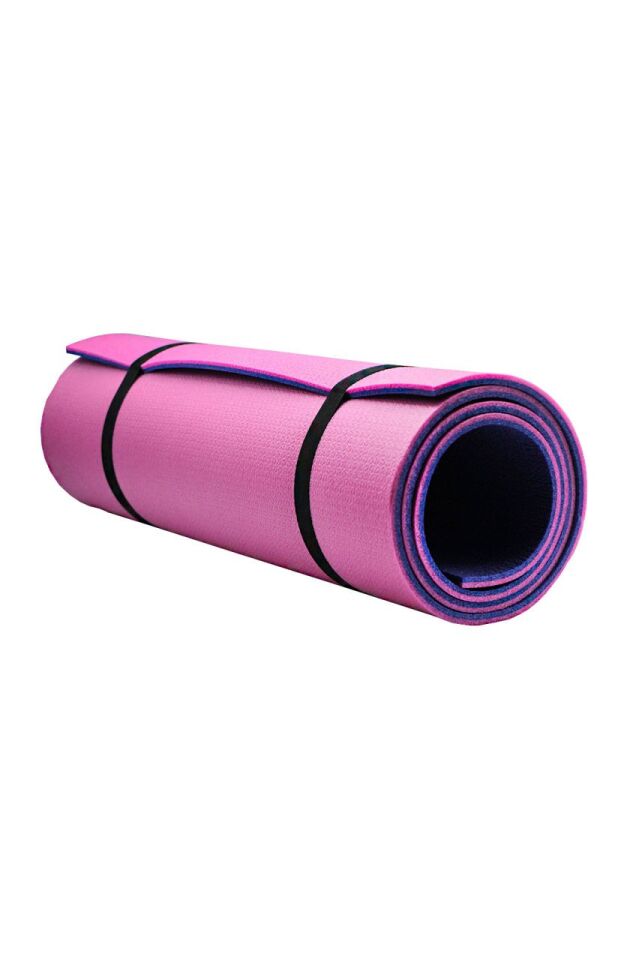 Pembe Mor  Pilates Minderi & Yoga Mat Çift Taraflı Taşıma Askılı 8 mm Kaydırmaz