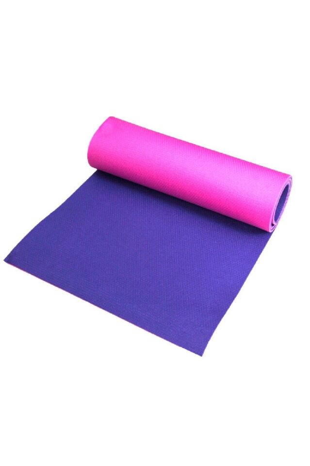 Pembe Mor  Pilates Minderi & Yoga Mat Çift Taraflı Taşıma Askılı 8 mm Kaydırmaz