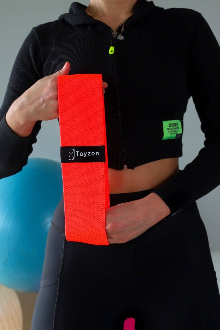 TAYZON Direnç Lastiği Egzersiz Bandı TURUNCU ( Squat Bant Pilates Fitness Spor Kalça Egzersizleri )