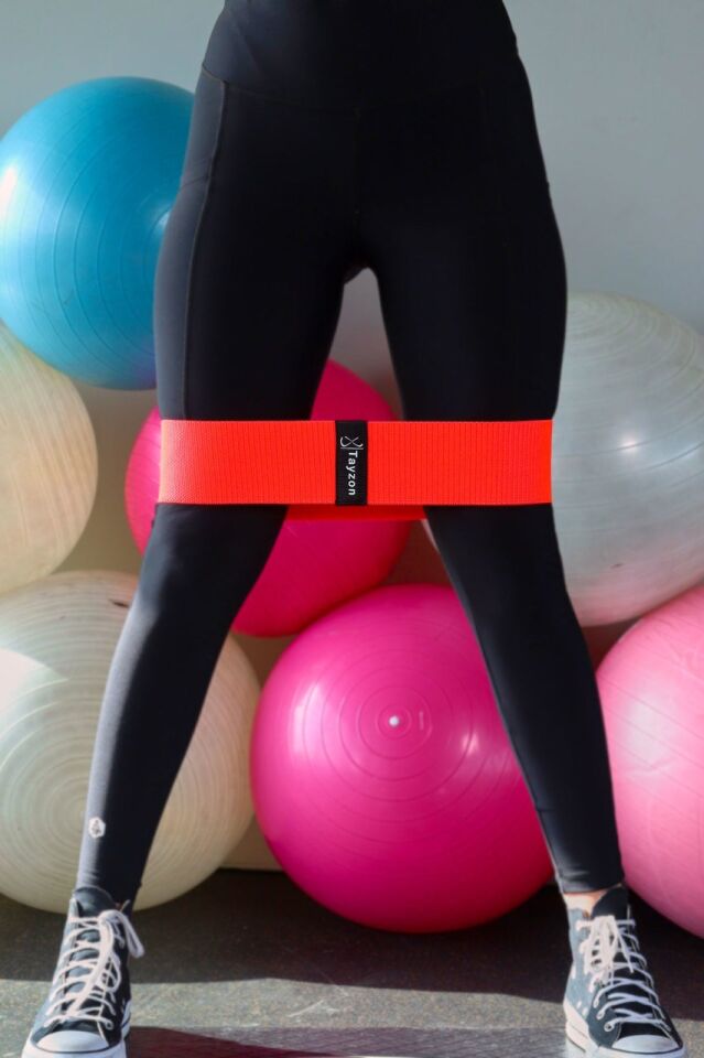 TAYZON Direnç Lastiği Egzersiz Bandı TURUNCU ( Squat Bant Pilates Fitness Spor Kalça Egzersizleri )