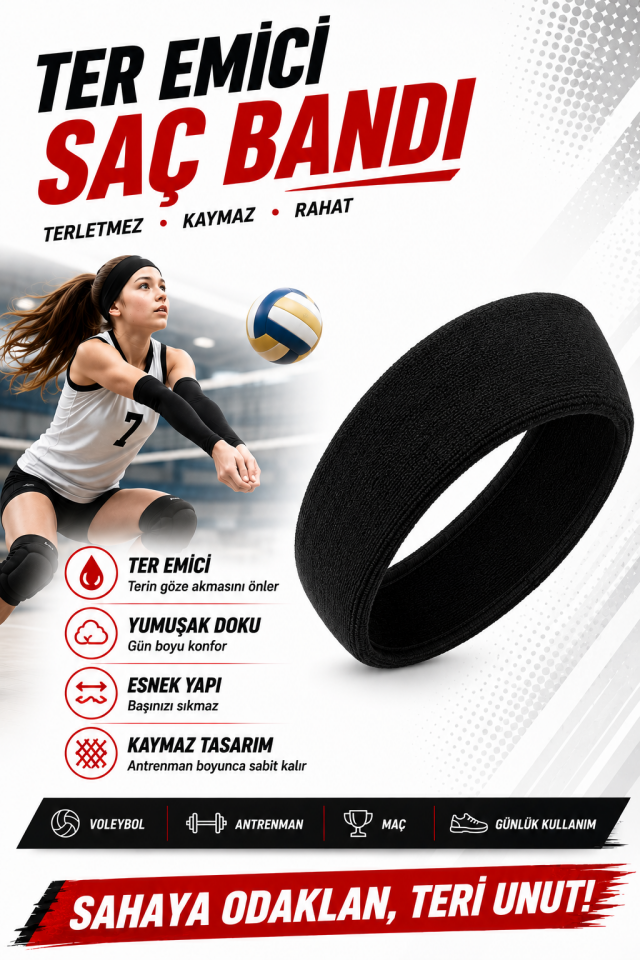 Voleybol Seti - Voleybol Dizliği Sünger Destekli Voleybol Kolluğu Havlu Bileklik Kafa Bandı(havlu)