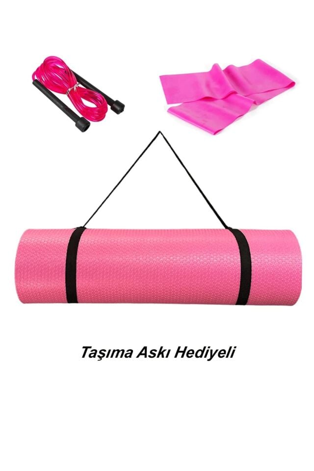 Pilates Kamp Matı Taşıma Askılı Pvc Atlama Ipi Bandı Plates Egzersiz Direnç Lastiği