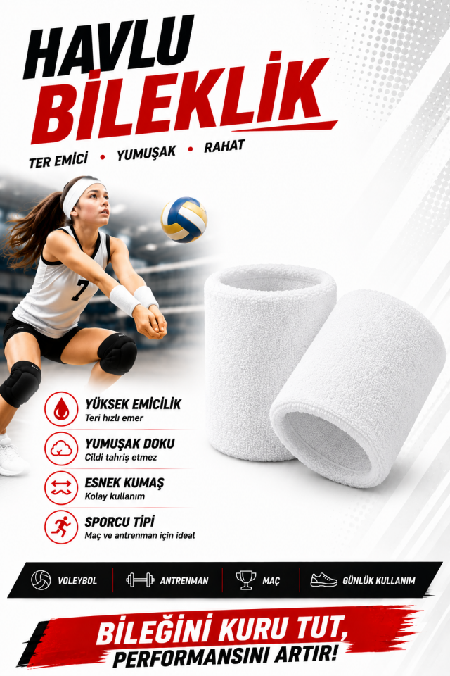 Voleybol Seti - Voleybol Dizliği Sünger Destekli Voleybol Kolluğu Havlu Bileklik Kafa Bandı(havlu)
