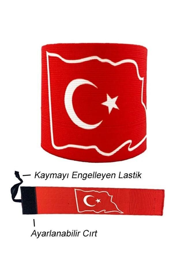 Profesyonel Ayarlanabilir Türk Bayraklı Cırtlı Kaptanlık Pazubandı Kaptan Bandı