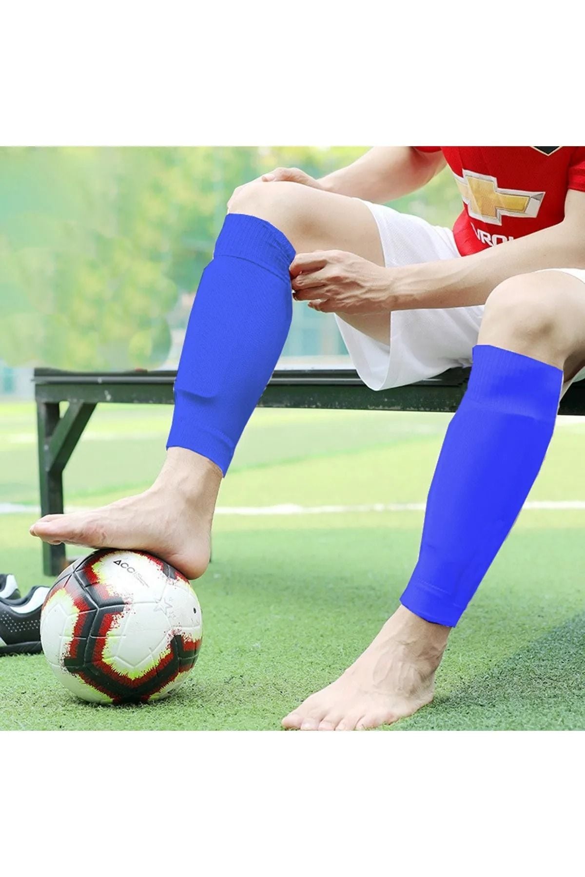 Tabansız Futbol Çorabı Tozluk Futbolcu Tozluğu Tabansız Tekmelik Tutucu Futbol Çorabı