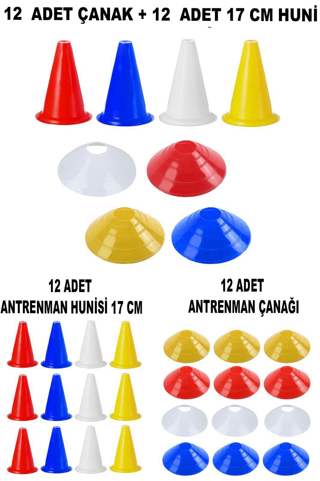 12 Adet Antrenman Hunisi - 12 Adet Antrenman Çanağı Seti - Karışık
