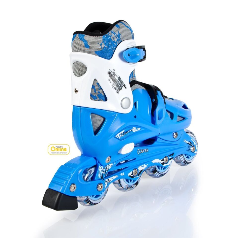 Cosfer TE202-ML Silikon Tekerlekli Plastik Paten 35-38 - Mavi