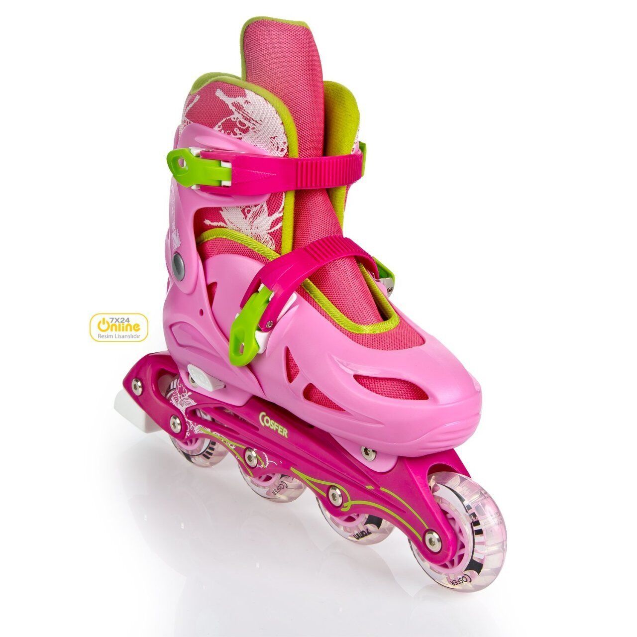 Cosfer CSFTE202P Silikon Tekerlekli Plastik Paten 35-38 - Pembe