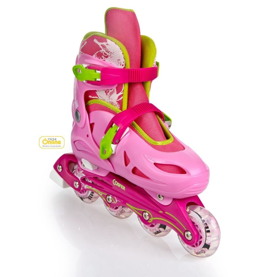 Cosfer CSFTE202P Silikon Tekerlekli Plastik Paten 35-38 - Pembe