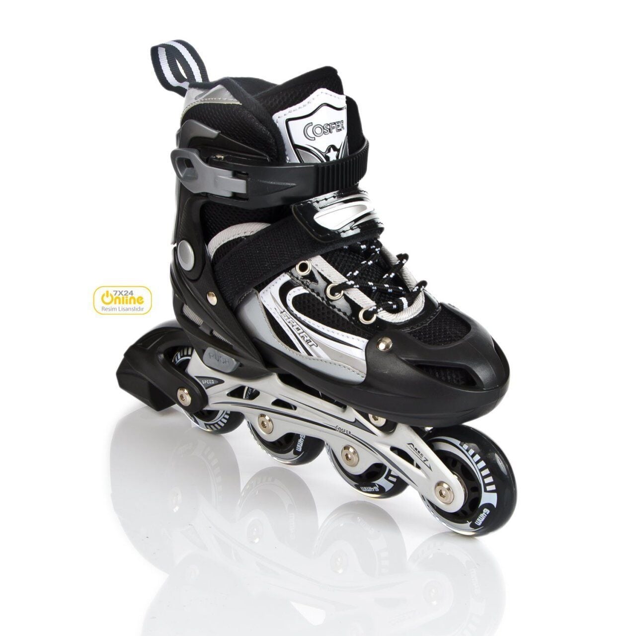 Cosfer CSFTE261S Silikon Tekerlekli Alüminyum Paten 38-41 - Siyah