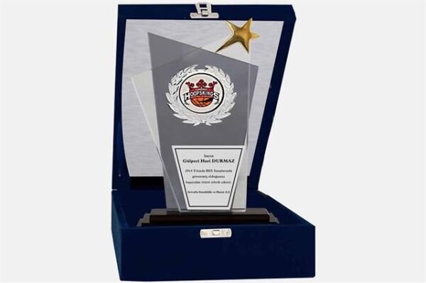 Bayspor M8 Kadife Kutulu Kristal Plaket 27 cm