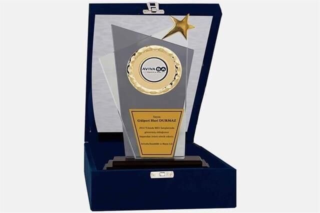 M12 Kadife Kutulu Kristal Plaket 27 cm