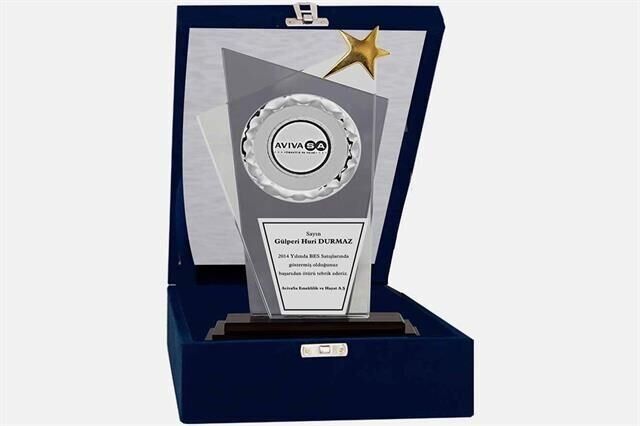 M14 Kadife Kutulu Kristal Plaket 27 cm