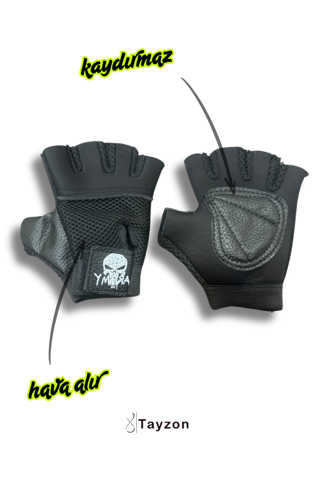 Fitness Eldiveni Hava Alan Kumaş Kaydırmaz Avuç İçi Deri Eldiven Ağırlık Eldiveni