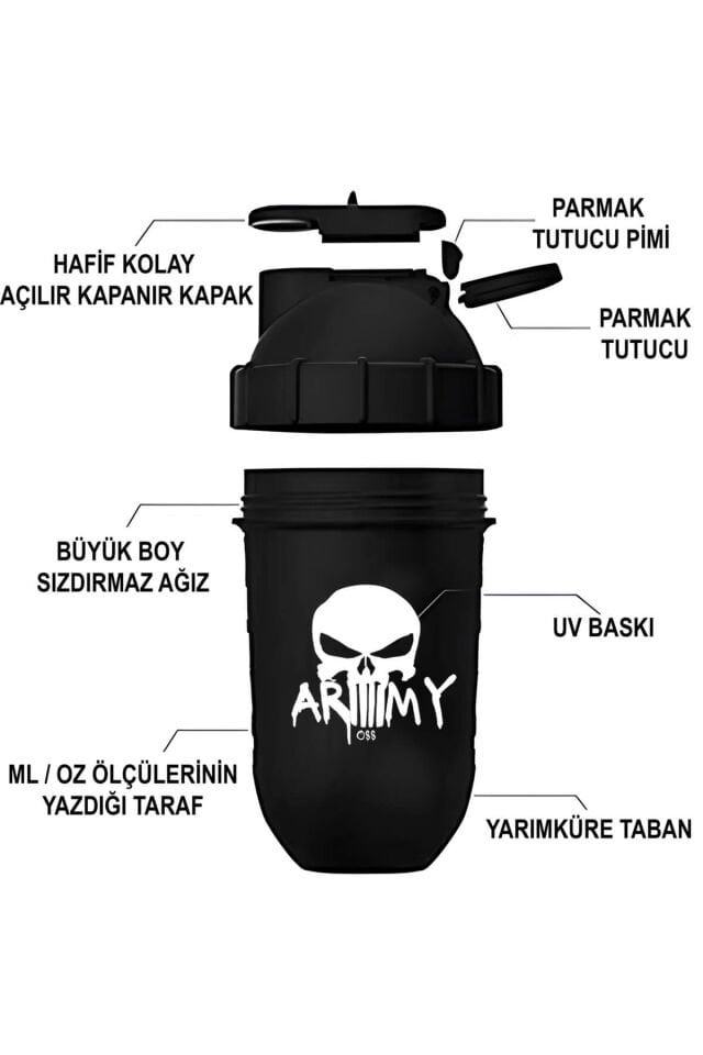 Protein Shaker Karıştırıcı 500 ml Sporcu Shaker Antreman Shaker Sporcu Suluğu Fitness Shaker