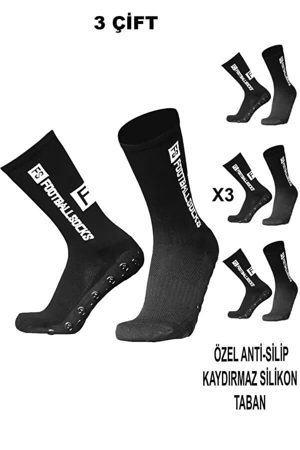 Kaydırmaz Futbol Çorabı 3 Çift – Anti Slip Silikon Taban Spor Çorap 36-44 Numara