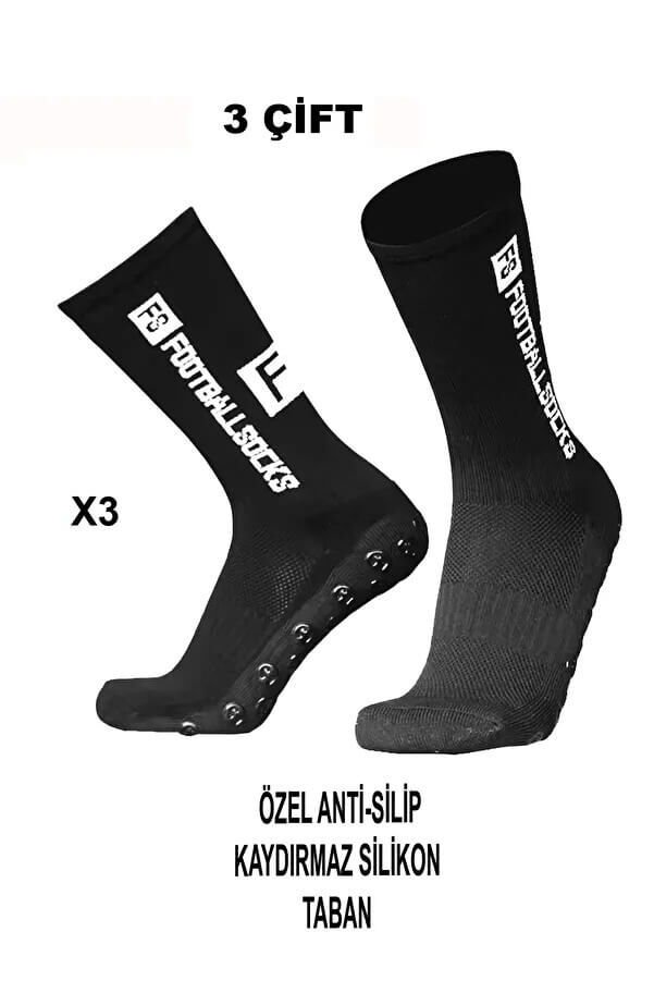 Kaydırmaz Futbol Çorabı 3 Çift – Anti Slip Silikon Taban Spor Çorap 36-44 Numara