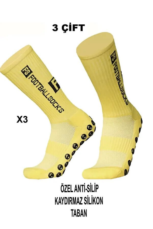 Kaydırmaz Futbol Çorabı 3 Çift – Anti Slip Silikon Taban Spor Çorap 36-44 Numara