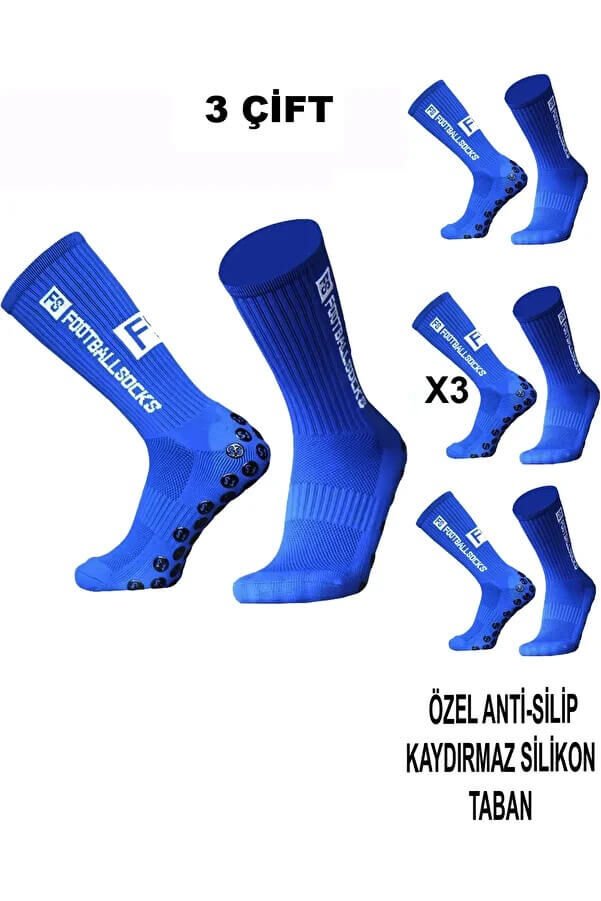 Kaydırmaz Futbol Çorabı 3 Çift – Anti Slip Silikon Taban Spor Çorap 36-44 Numara