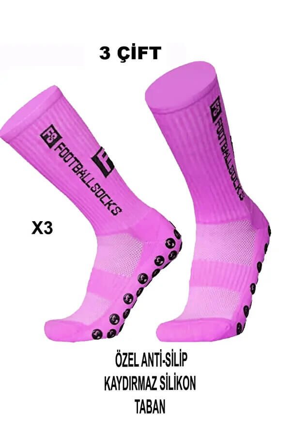 Kaydırmaz Futbol Çorabı 3 Çift – Anti Slip Silikon Taban Spor Çorap 36-44 Numara