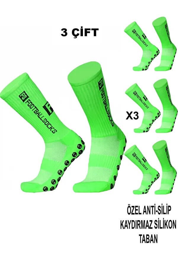 Kaydırmaz Futbol Çorabı 3 Çift – Anti Slip Silikon Taban Spor Çorap 36-44 Numara
