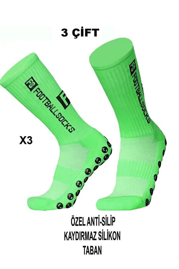 Kaydırmaz Futbol Çorabı 3 Çift – Anti Slip Silikon Taban Spor Çorap 36-44 Numara