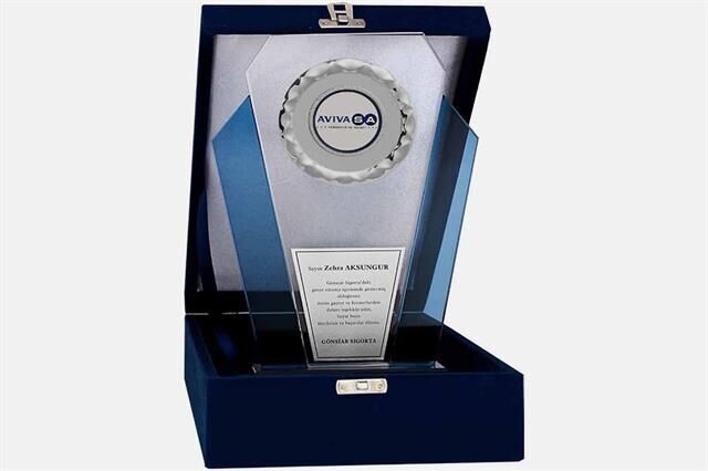 M44 Kadife Kutulu Kristal Plaket 27 cm