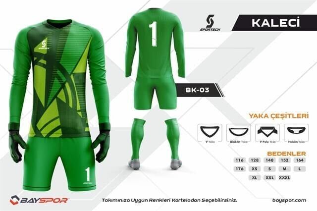 BK-03 Dijital Kaleci Forma Takımı V Yaka - Likralı Polyester