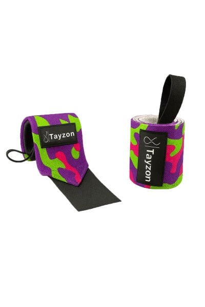 Wrist Wraps Fitness Ağırlık Bilekliği – Crossfit Bilekliği, Halter ve Bench Press Bileklik Desteği Kamuflaj Mor