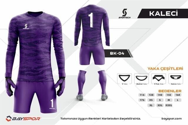 BK-04 Dijital Kaleci Forma Takımı Bisiklet Yaka - Likralı Polyester
