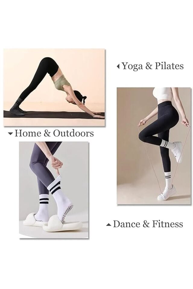 Pilates Ve Yoga Çorabı Kaydırmaz Tabanlı Pilates Çorabı Yoga Çorabı Plates Çorabı Dans Çorabı Beyaz