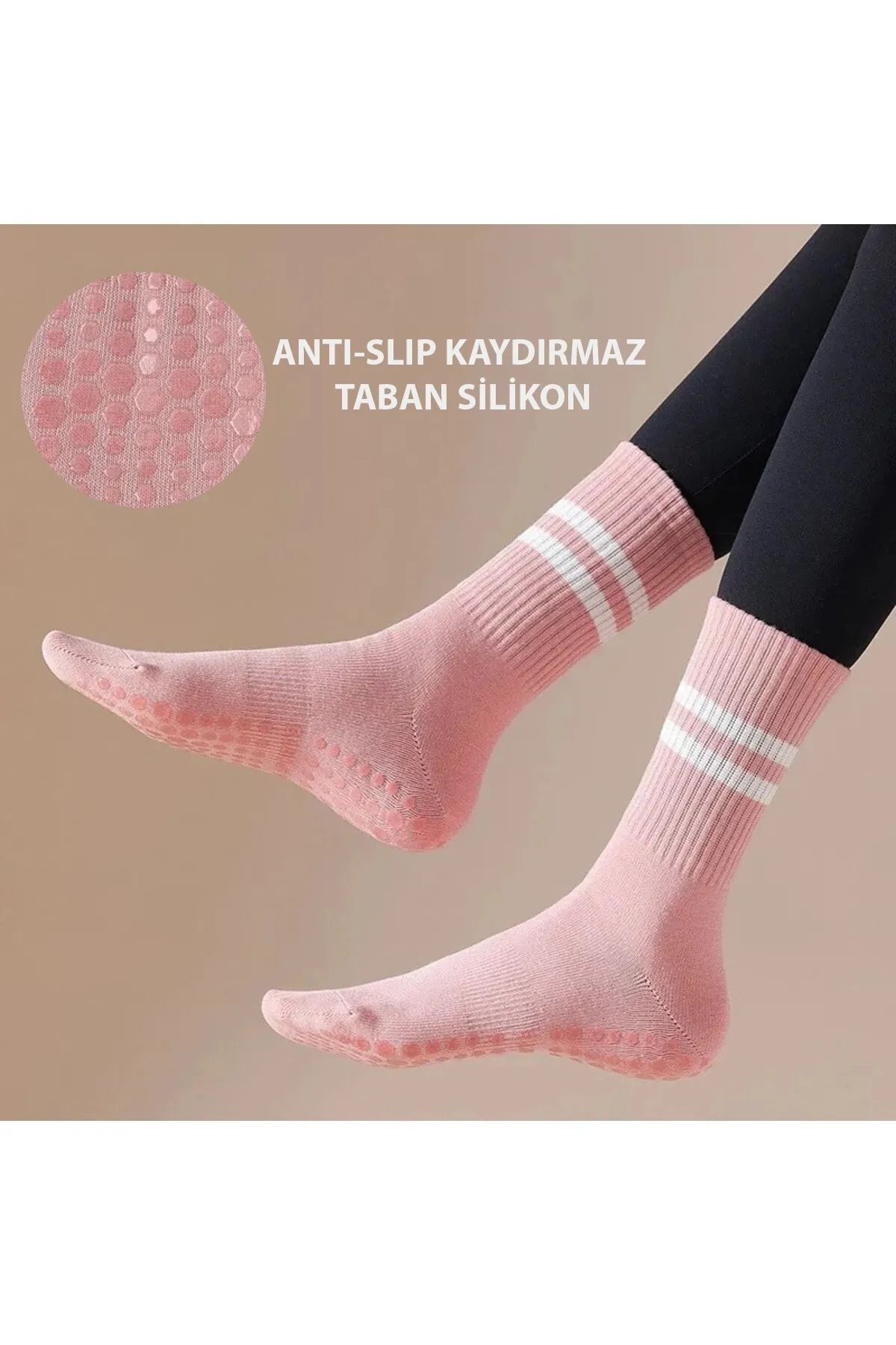 Pilates Ve Yoga Çorabı Kaydırmaz Tabanlı Pilates Çorabı Yoga Çorabı Plates Çorabı Dans Çorabı Pembe