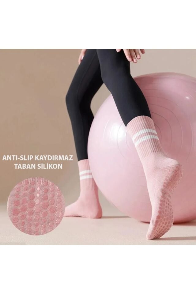 Pilates Ve Yoga Çorabı Kaydırmaz Tabanlı Pilates Çorabı Yoga Çorabı Plates Çorabı Dans Çorabı Pembe