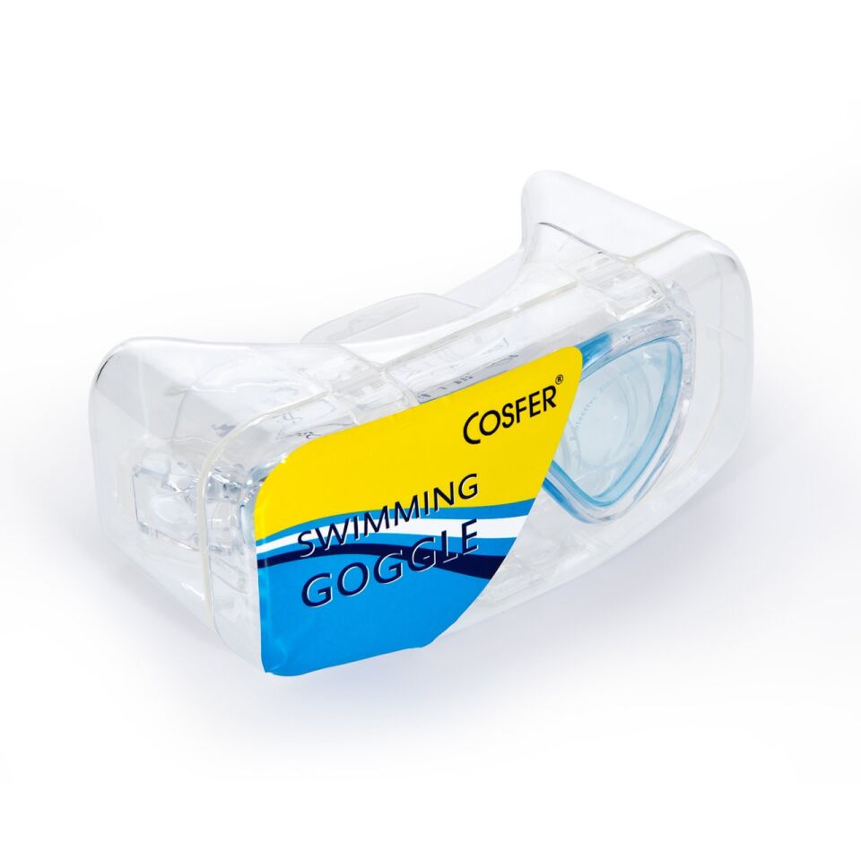 Cosfer CSF8170M (Mavi) Silikon Yüzücü Gözlüğü Şeffaf Özel Kutuda