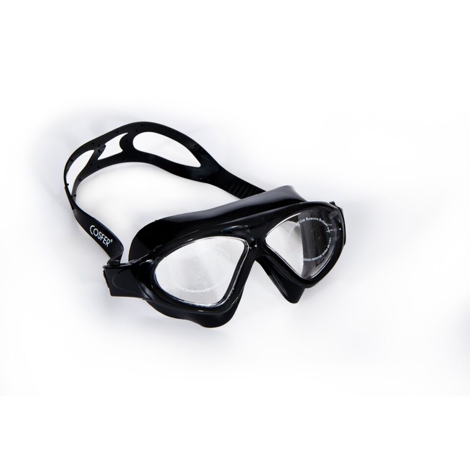 Cosfer CSF8170TS (Tam Siyah) Silikon Yüzücü Gözlüğü Şeffaf Özel Kutuda