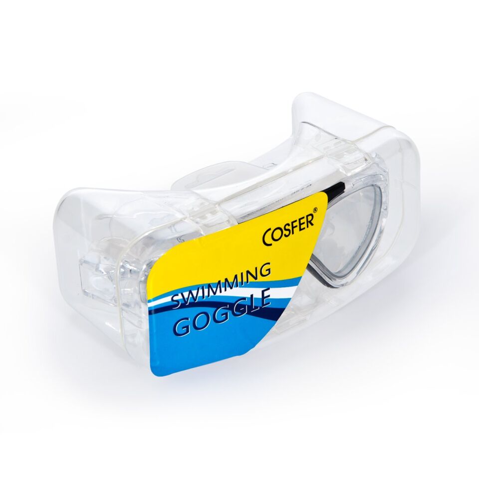 Cosfer CSF8170S (Siyah) Silikon Yüzücü Gözlüğü Şeffaf Özel Kutuda