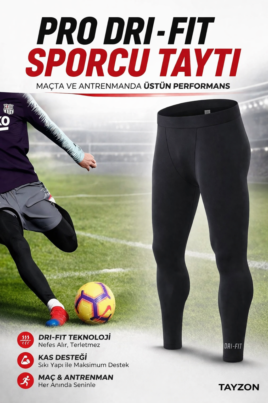 Uzun Prof Futbol Taytı Sporcu Taytı Futbol Tayt Şort Altı Tayt Futbolcu Taytı Koşu Taytı