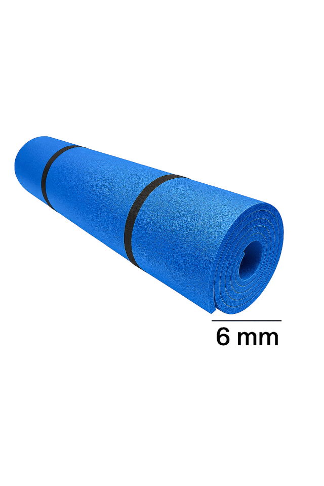 Yoga Pilates Matı 6 mm (180×60 cm) – Mavi Kaydırmaz Egzersiz Matı