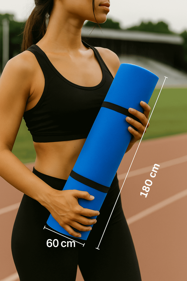 Yoga Pilates Matı 6 mm (180×60 cm) – Mavi Kaydırmaz Egzersiz Matı