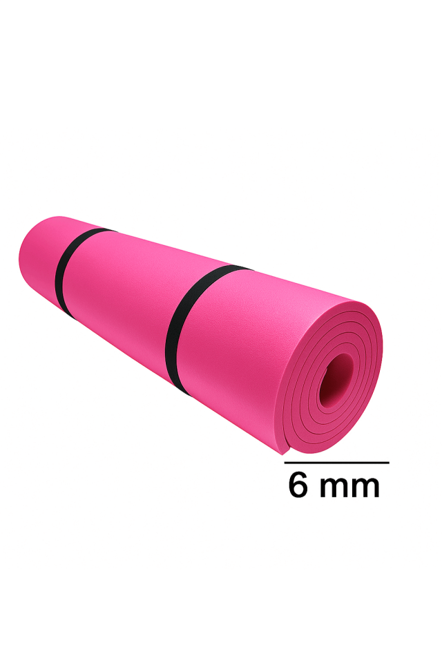 Yoga Pilates Matı 6 mm (180×60 cm) – Pembe Kaydırmaz Egzersiz Matı