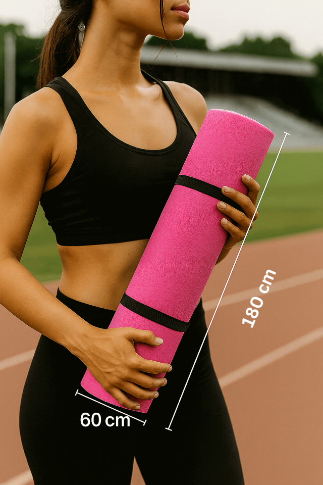 Yoga Pilates Matı 6 mm (180×60 cm) – Pembe Kaydırmaz Egzersiz Matı
