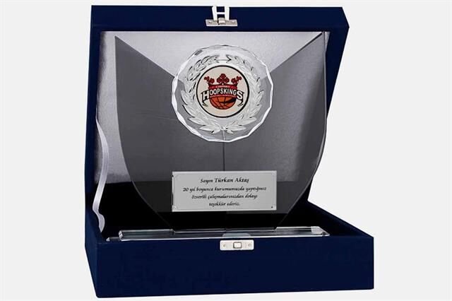 Bayspor M68 Kadife Kutulu Kristal Plaket 22 cm