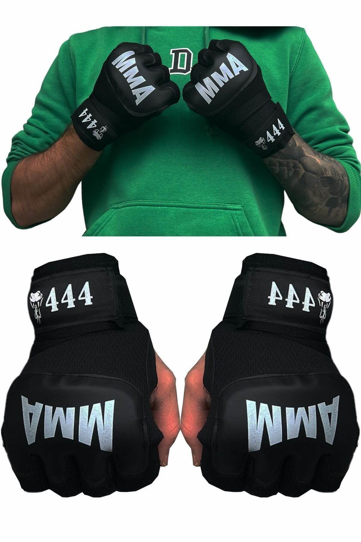 MMA Boks Kickboks Eldiveni – Parmak Açık, Bileklikli, Nefes Alabilir Kumaş L/XL