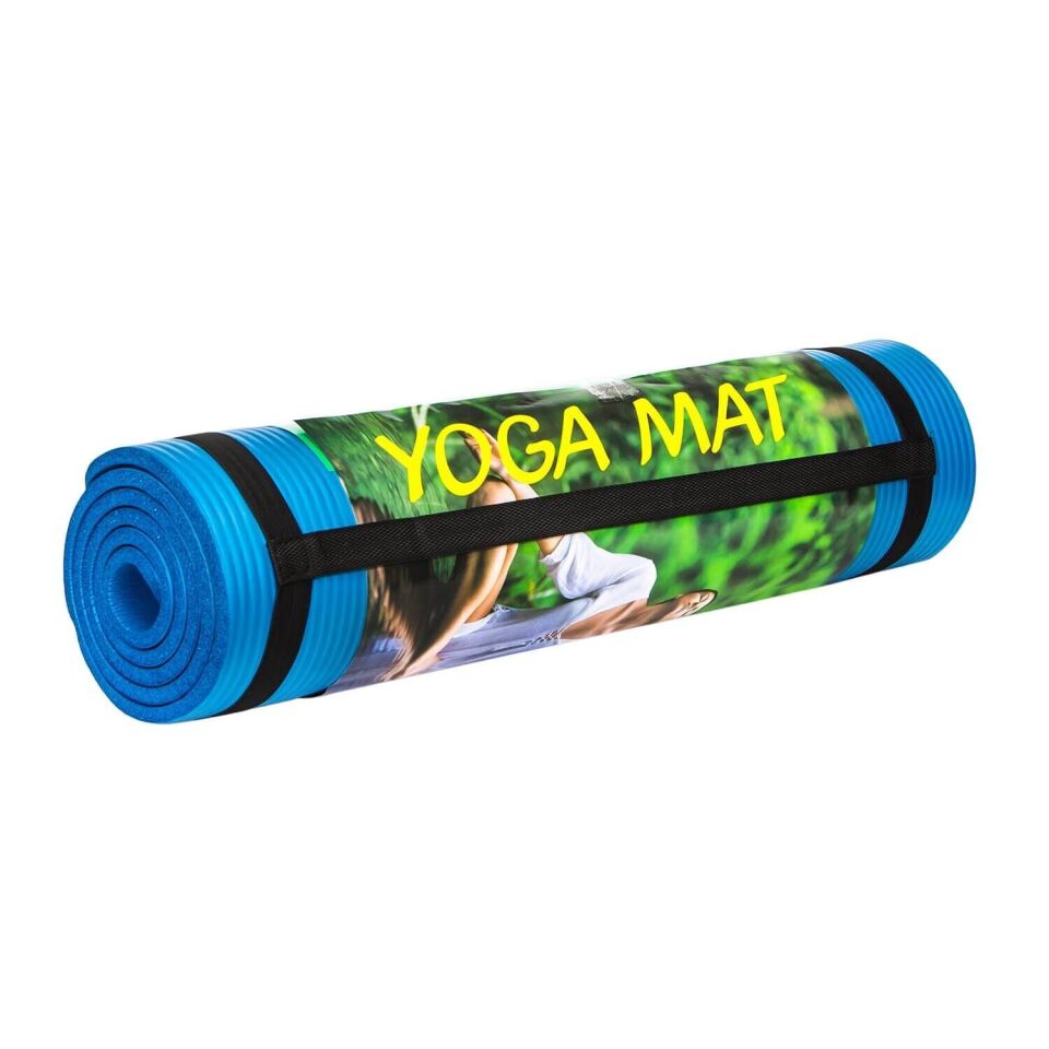 10 mm Pilates Matı Yoga Matı Kaymaz Yüzey Silikon Mat - Mavi