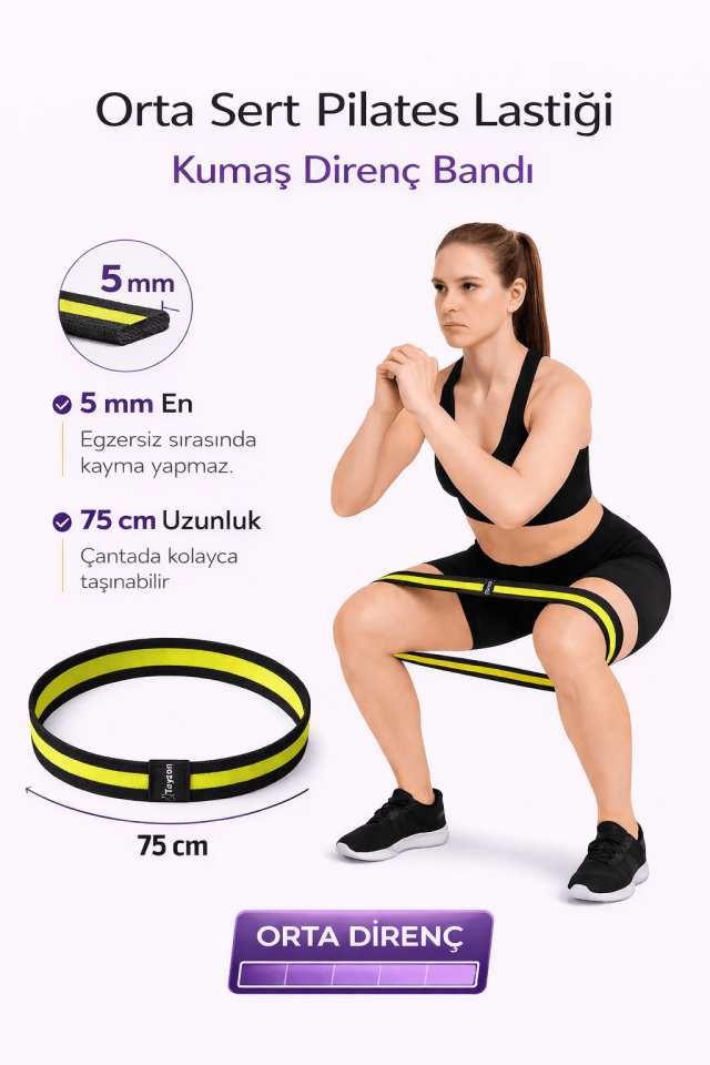 Pilates Lastiği Egzersiz Lastiği Loop Band - Orta Seviye Direnç Bandı