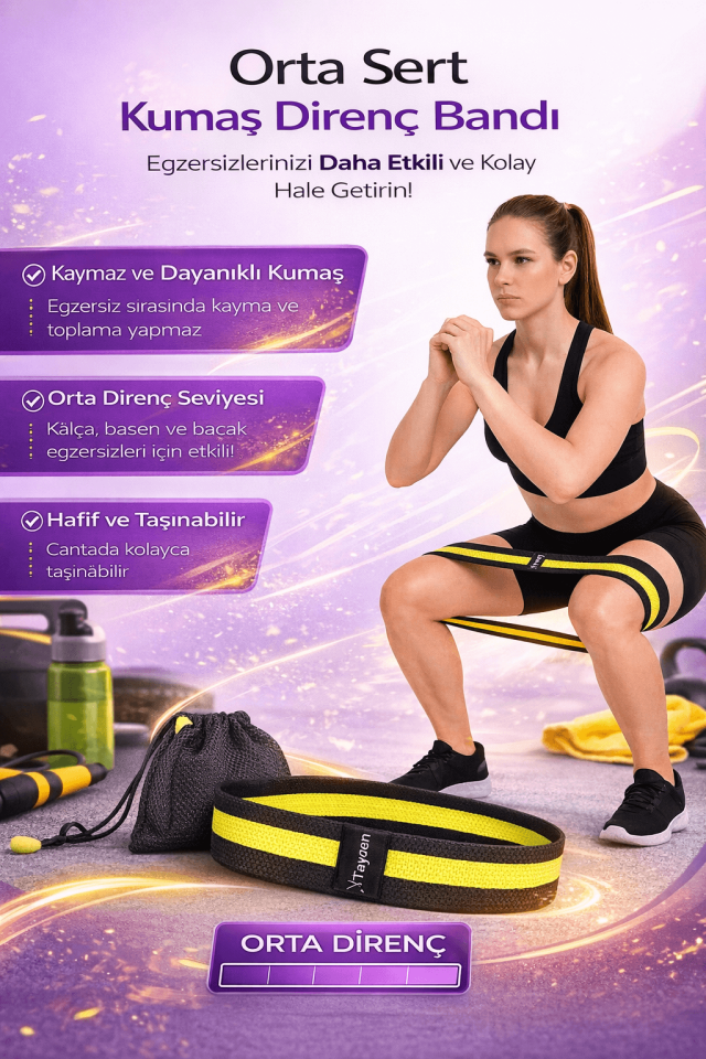 Pilates Lastiği Egzersiz Lastiği Loop Band - Orta Seviye Direnç Bandı