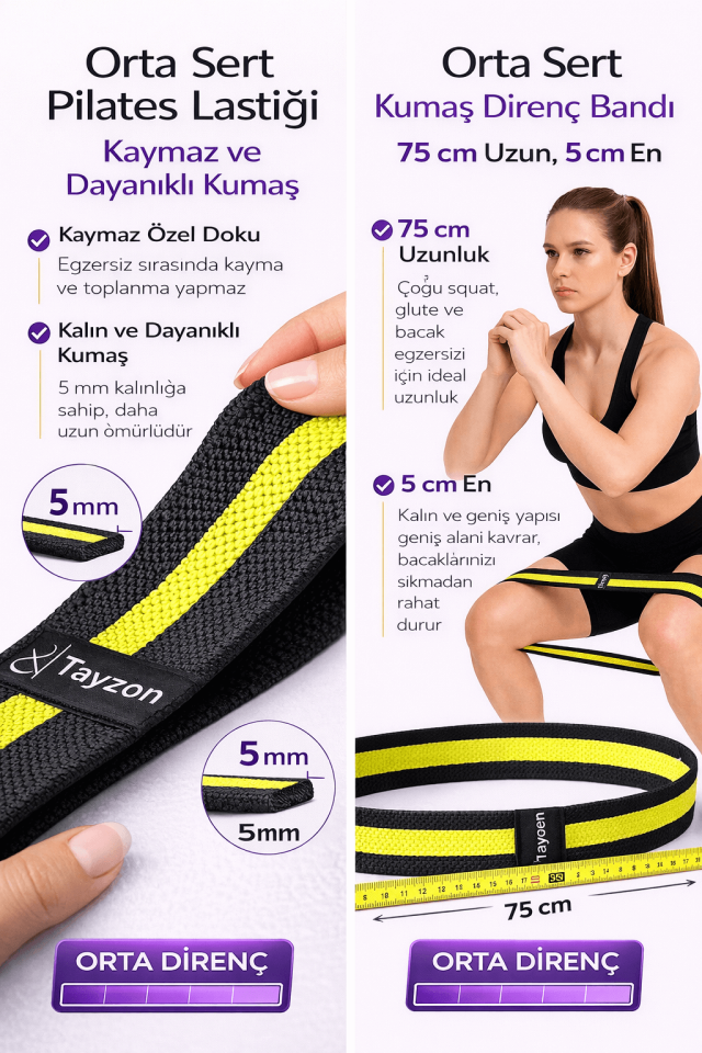 Pilates Lastiği Egzersiz Lastiği Loop Band - Orta Seviye Direnç Bandı